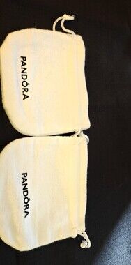 PANDORA White Velvet Anti Tarnish Drawstring Pouches  - Set Of 2